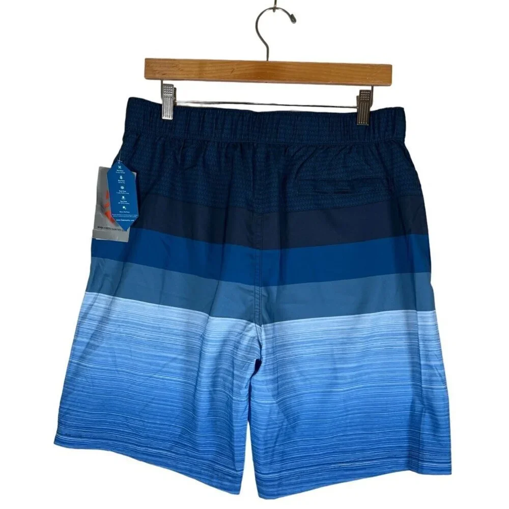 NWT Free Country Mens Size M Blue Swim Shorts Trunks Engineered Color Blocked‎
